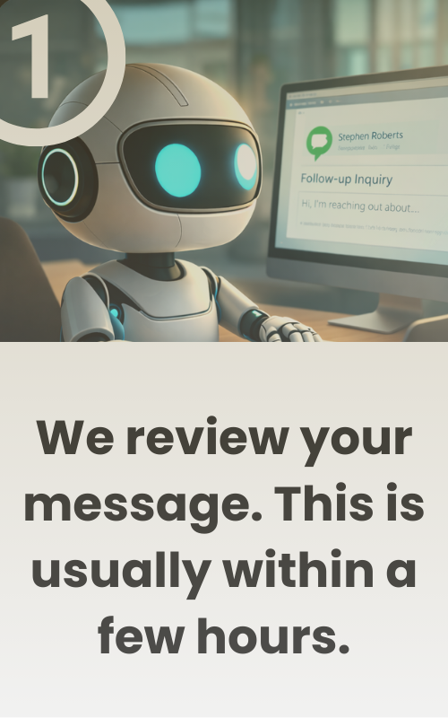 Illustration showing initial review of a custom software enquiry before responding to the client.