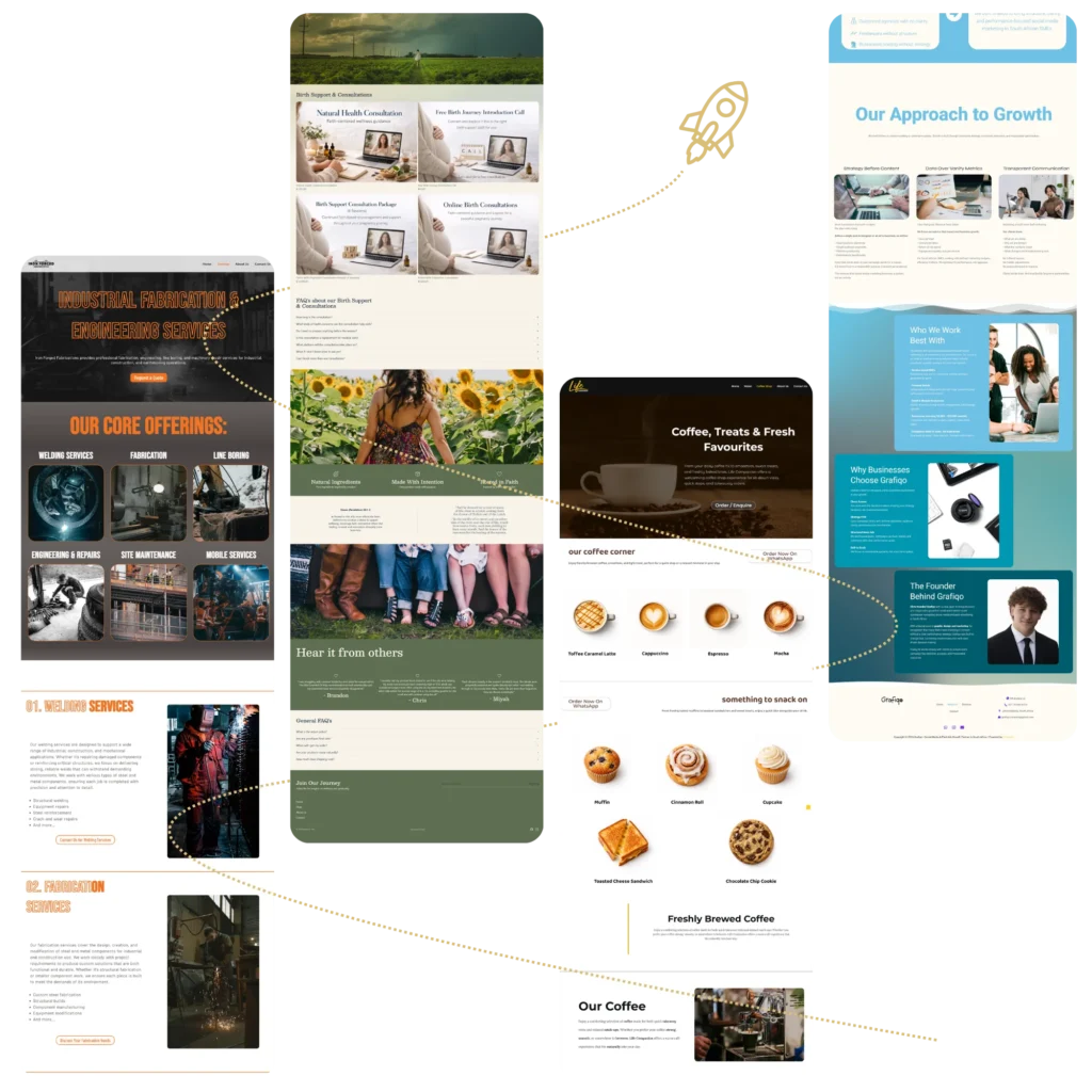 Showcase of multiple Bersolden client websites including ecommerce stores, service business sites, and agency platforms designed for performance and professional online presence